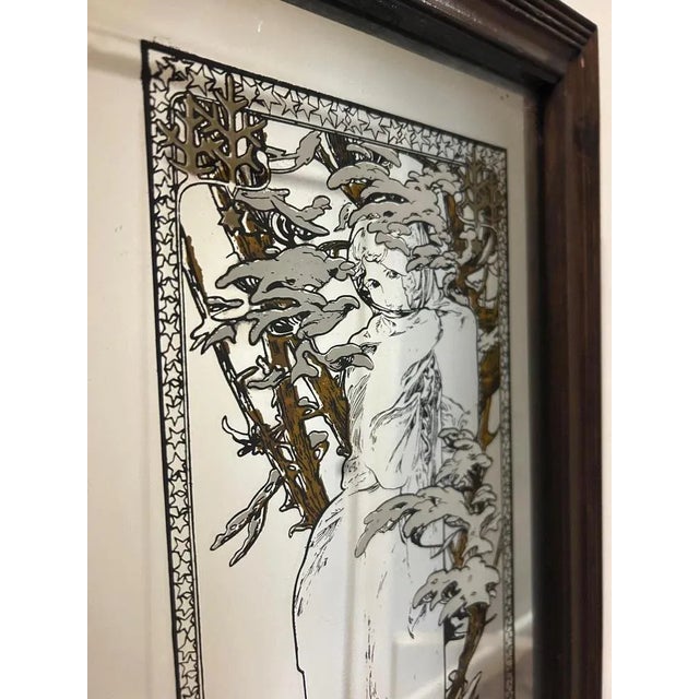Mirror Model Winter by Alphonse Mucha, 1970s For Sale - Image 4 of 11