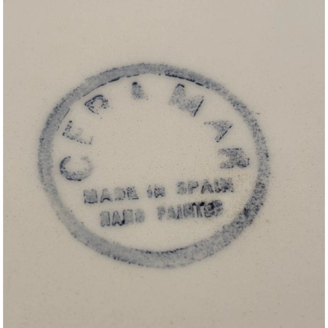 Blue Vintage Spanish Ceramar Talavera Wall Plate Hand-Painted 7 In. Jewel Tone Colors For Sale - Image 8 of 8