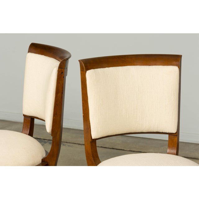 Set of 6 French Art Deco Walnut Dining Chairs in Ivory Ribbed Upholstery, 1930s For Sale - Image 13 of 18