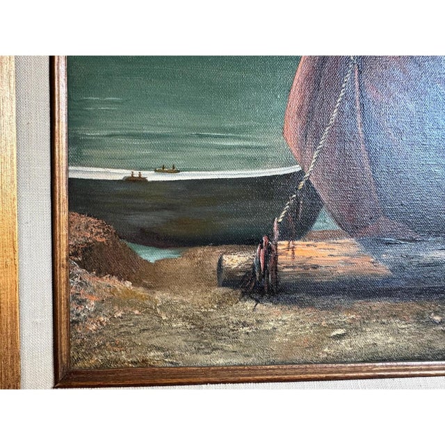 Vintage Mid-Century Coastal Oil Paintings by Gibson – Signed Pair With Provenance For Sale - Image 9 of 14