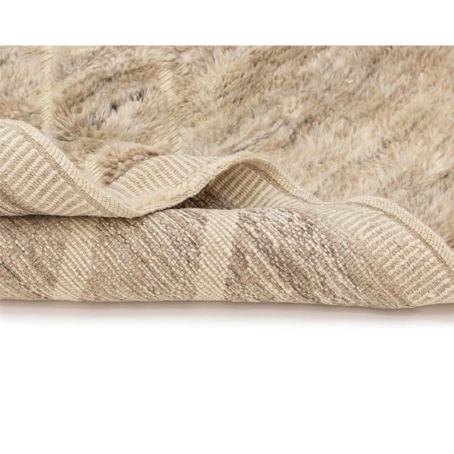 Layered Chevron Hand-Knotted Wool Rug | 10'2" X 6'11" | One of a Kind For Sale - Image 6 of 8