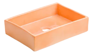 Custom Made Mini Rectangular Orange Bathroom Sink, Handmade Washbasin, Hand-Painted Vessel Sink