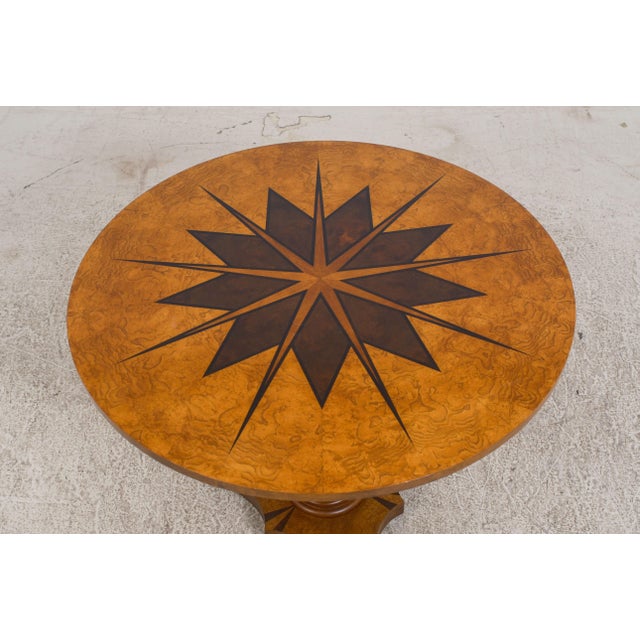 Baker Furniture Company Baker Round Compass Inlaid Top Pedestal Center Table For Sale - Image 4 of 12