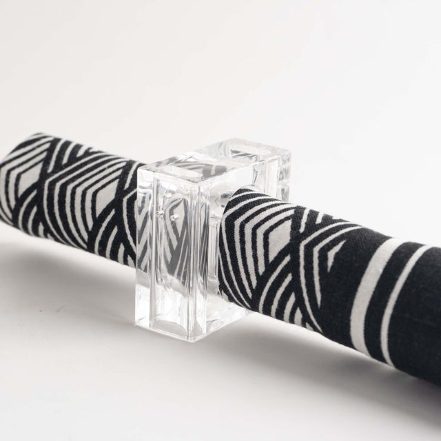 Modern Vintage Lucite Salt and Pepper Shaker Napkin Ring Set For Sale - Image 3 of 11