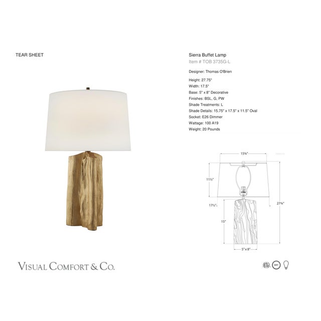 Thomas O'Brien by Visual Comfort Signature Sierra Buffet Lamp in Gild with Linen Shade Designer: Thomas O'Brien Height:...