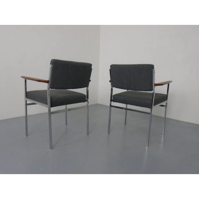 Vintage Square Tubular Tulipwood and Steel Armchairs, Germany, 1960s, Set of 2 For Sale - Image 9 of 15