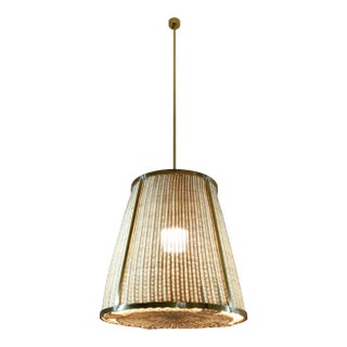 Caeli-S Handcrafted Brass Rattan Pendant Light Fixture For Sale