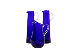 Blue Glass Jugs by Monica Bratt for Reijmyre Glasbruk, Set of 3, 1950s