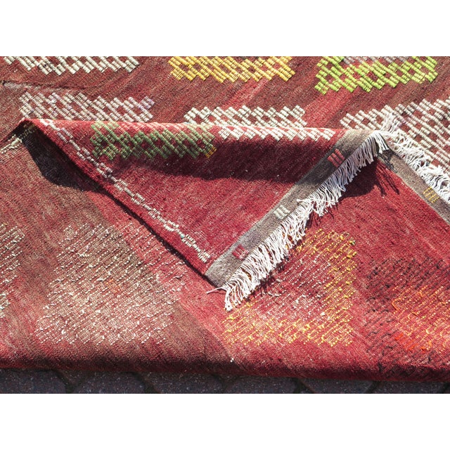 Mid 20th Century Mid 20th Century Vintage Turkish Handmade Kilim Boho Area Rug For Sale - Image 4 of 11