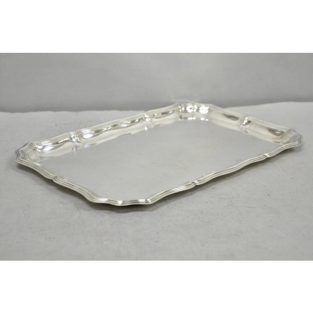 Traditional Vintage English Edwardian Silver Plated Scalloped Small Bar Trinket Dish Tray For Sale - Image 3 of 14