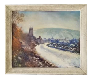 1972 M Afion Rural Landscape Oil on Canvas Painting