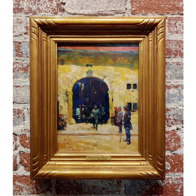 William Frederick Foster -WW1 Officers in French Military headquarters-Oil Painting oil painting on board -Signed and...