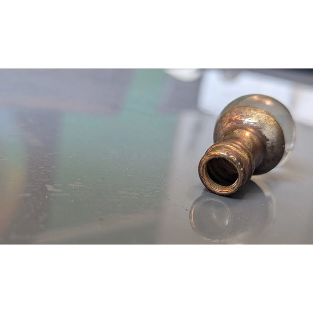 Art Deco Mid 20th Century Crystal Ball Finial With Brass Trim For Sale - Image 3 of 3