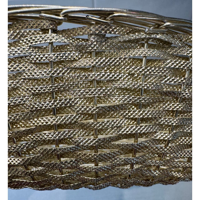 Mid 20th Century Vintage Oval Silver Handwoven Bread Basket For Sale - Image 5 of 5