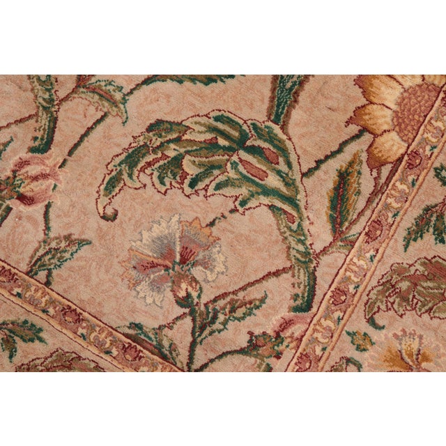 Floral Sunflower 1990's Pak-Persian Taupe/Green Wool Rug - 5'11'' X 10'1'' For Sale In New York - Image 6 of 9