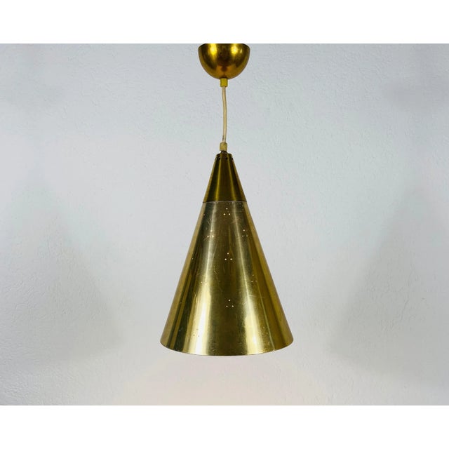 Polished Brass Pendant Lamp in the Style of Paavo Tynell, 1950s, Set of 3 For Sale - Image 9 of 10