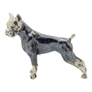 Vintage Italian Handmade Sterling Silver 925 Boxer Dog Figurine Large Solid Figurine Miniature Sculpture