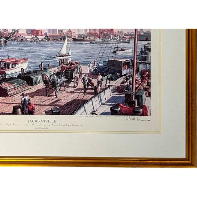 Paul McGehee Signed Limited Edition Jacksonville Maritime Art Print Framed 1985 For Sale - Image 10 of 14