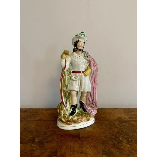 Late 19th Century Large Antique Victorian Robin Hood Staffordshire Figure, 1880s For Sale - Image 5 of 8