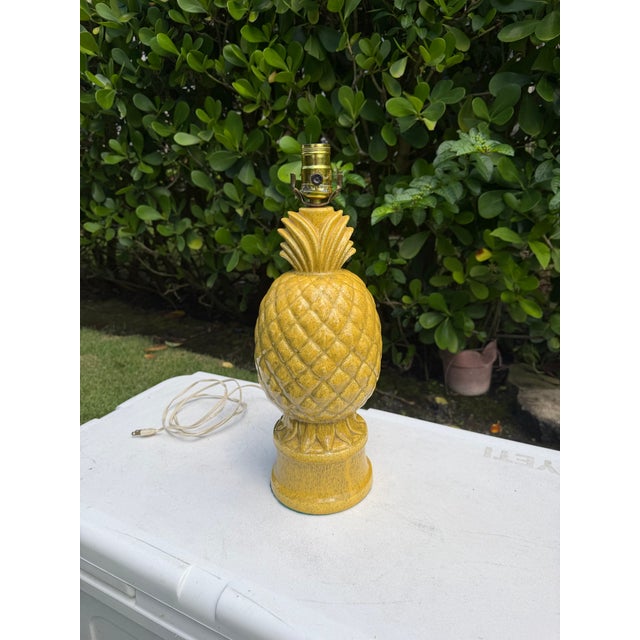 Vintage Glazed Ceramic Pineapple Form Table Lamp For Sale - Image 9 of 12