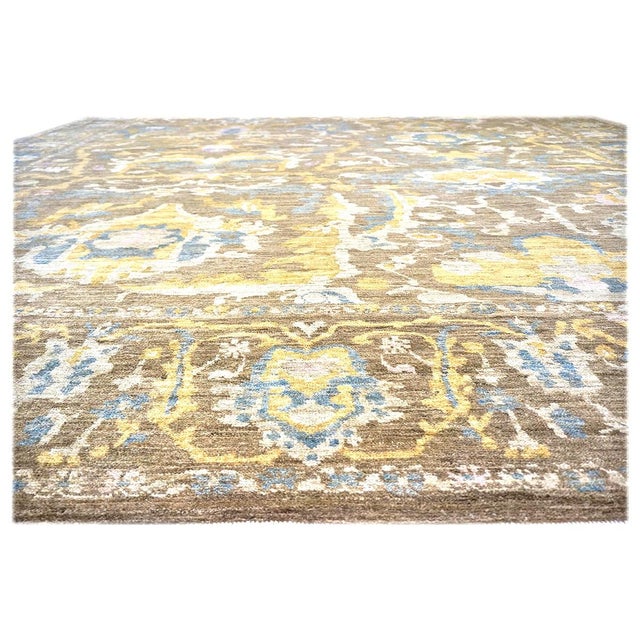 Persian Persian Sultanabad Masters Collection 12x15 Taupe, Blue & Ivory Handmade Area Rug #1141349 For Sale - Image 3 of 6
