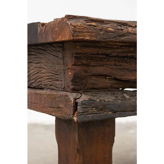 Handcrafted Coffee Table in Oak and Teak For Sale - Image 6 of 11