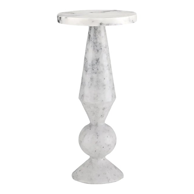 Currey & Company Quince White Marble Accent Table For Sale