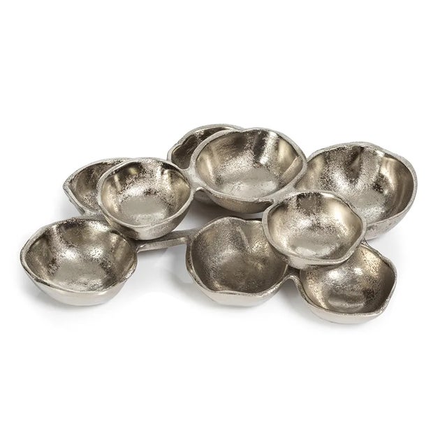 Transitional Ohanna 10" Long Cluster of 9 Serving Bowls - Nickel For Sale - Image 3 of 3