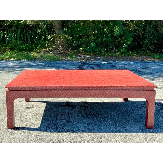 Vintage Boho Harrison Van Horn Grasscloth Coffee Table For Sale - Image 9 of 10