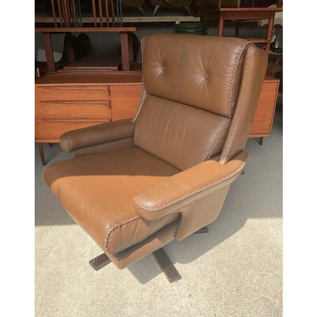 Mid-Century Modern Danish Bison Leather Armchair For Sale - Image 7 of 18