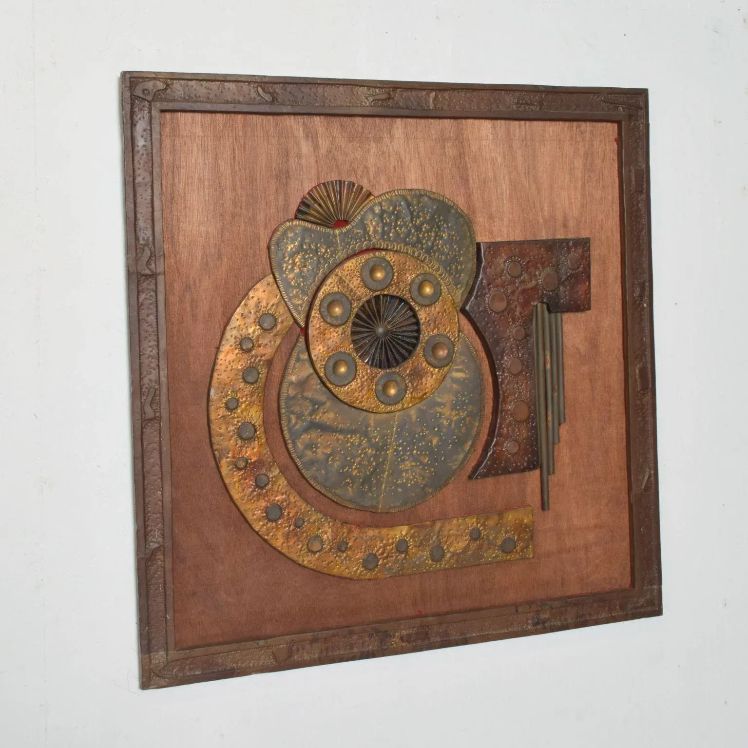 1970s Brutalist Metal Wall Art Abstract Sculpture | Chairish