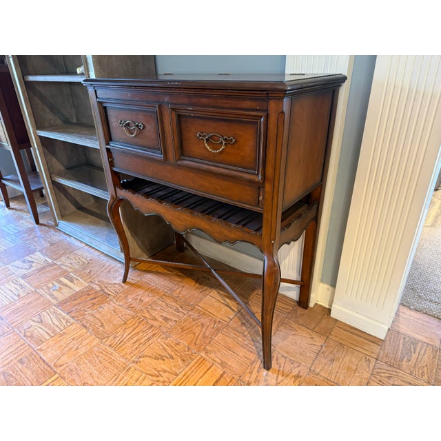 French New Carved Cherry Wine Cabinet Bar With Flip-Top For Sale - Image 3 of 9