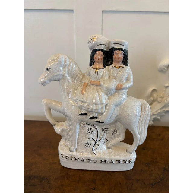 Antique Staffordshire Flat Back Figures on Horseback, 1890s, Set of 2 For Sale - Image 4 of 13