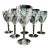 Vintage Wine Glasses by Standard Glass Co in the Criss Cross & Punties Pattern – Set of 6 Gobblets - Art Deco Depression Glass – 7.25" For Sale