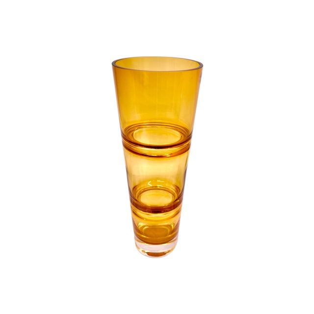 Mid-Century Modern Mid-Century Modern Art Glass 16" Dark Amber Vase For Sale - Image 3 of 4