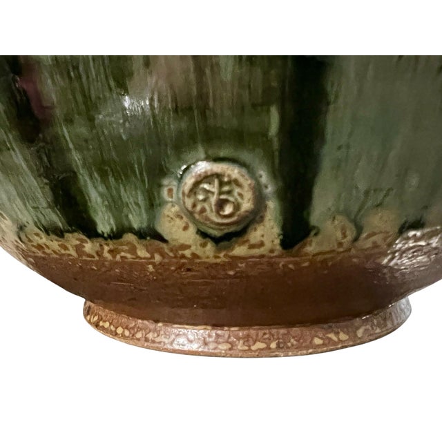 Brad Tucker Cedar Creek Pottery-Nc-Lidded Jar-Celadon Green Drip Glaze-Stoneware For Sale - Image 11 of 11