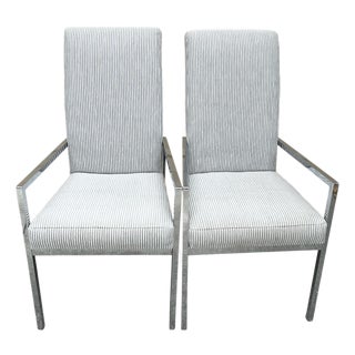 Pair of Mid Century Milo Baughman Style Tall Armchairs For Sale