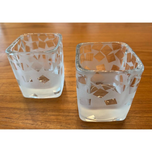 Set of 6 Vintage Frosted Geometric Lowball Glasses by Robert McCandless For Sale - Image 9 of 12