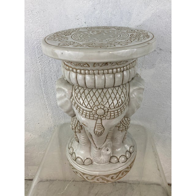 Alabaster Vintage Elephant Garden Stool For Sale - Image 8 of 9