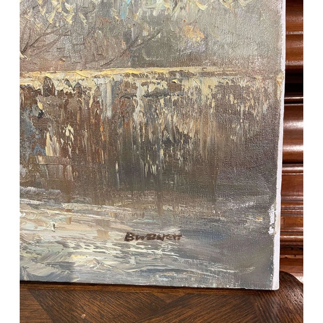 Textile Pair of Mid-Century Parisian Scenes Oil on Canvas Paintings Signed C. Burnett For Sale - Image 7 of 13