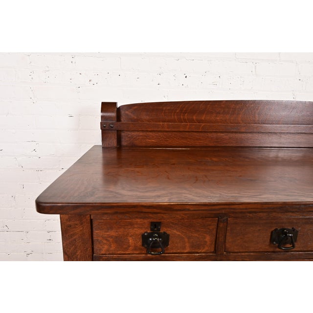 Limbert Antique Mission Oak Arts & Crafts Sideboard Buffet, Newly Refinished For Sale - Image 9 of 15