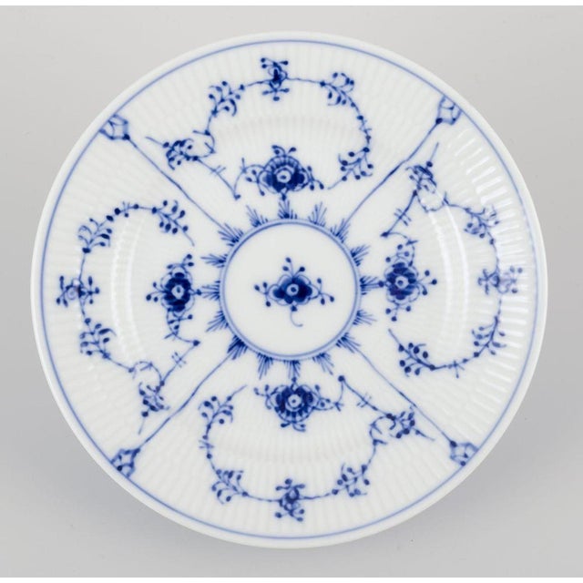 Ceramic Blue Fluted Plain Salad Plates in Porcelain from Royal Copenhagen, 1970s, Set of 4 For Sale - Image 7 of 9