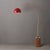 Mid-Century Modern 1980s Nova of California Tambo Mid Century Floor Lamp - 92" Modern Arc Lamp, Half Dome Shade, Weathered Brass, Walnut Base, Crimson Red Shade For Sale - Image 3 of 11