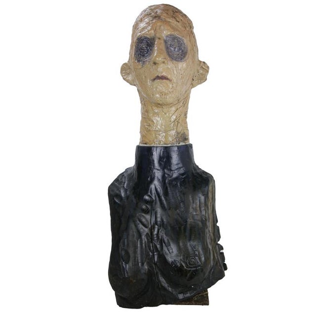 Figurative Sculpture in Raku Ceramic and Carved Poplar by Óscar Aldonza Torres, 2021 For Sale - Image 16 of 16