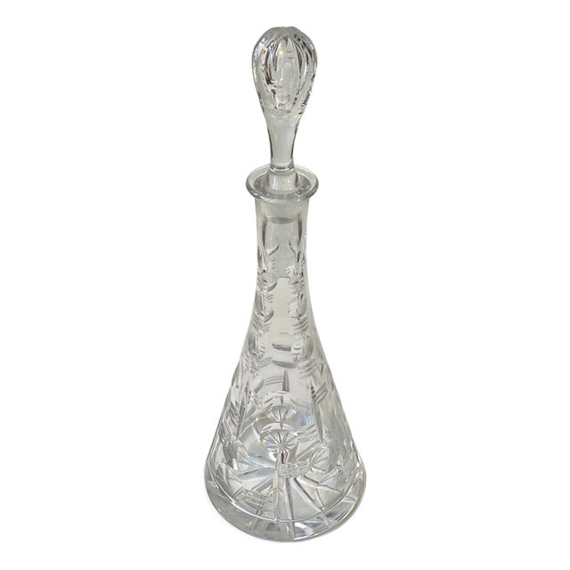 Art Deco Conical Cut Crystal Decanter from Holmegaard, 1920s For Sale