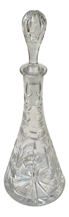 Art Deco Conical Cut Crystal Decanter from Holmegaard, 1920s
