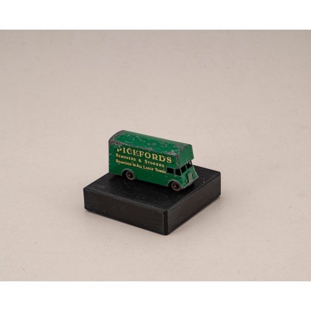 Original vintage die cast model of the Removal Van Pickfords from Matchbox, Series No. 46, mounted on a solid marble base....