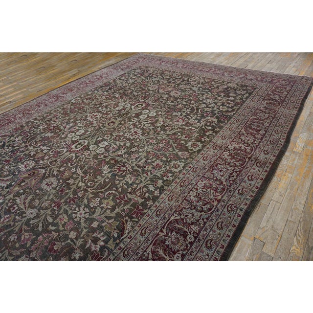 Fantastic Chocolate Brown Color and Floran Desing Antique Persian Khorassan Moud Rug For Sale - Image 11 of 15