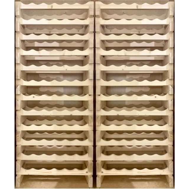 Wood Organic Modern Light Raw Pine Wine Racks, a Pair (144 Bottle Capacity) For Sale - Image 7 of 7