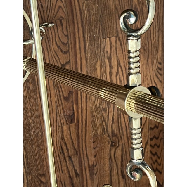 Vintage Asjustable Solid Brass Valet / Butler Stands With Classical Scrollwork a Pair For Sale In Chicago - Image 6 of 12